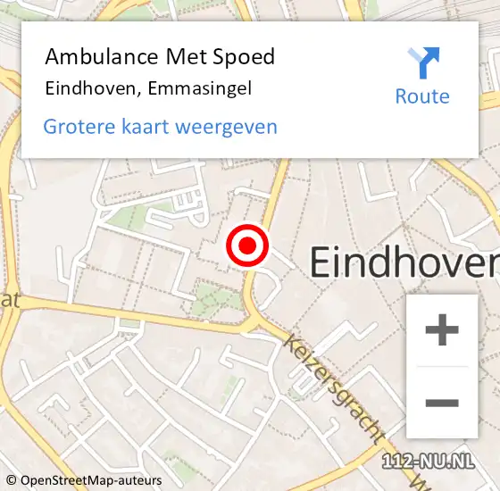 Locatie op kaart van de 112 melding: Ambulance Met Spoed Naar Eindhoven, Emmasingel op 21 oktober 2017 17:59