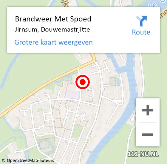 Locatie op kaart van de 112 melding: Brandweer Met Spoed Naar Jirnsum, Douwemastrjitte op 21 oktober 2017 18:07