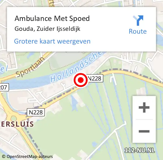 Locatie op kaart van de 112 melding: Ambulance Met Spoed Naar Gouda, Zuider Ijsseldijk op 21 oktober 2017 18:24