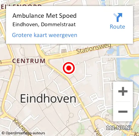 Locatie op kaart van de 112 melding: Ambulance Met Spoed Naar Eindhoven, Dommelstraat op 21 oktober 2017 18:51