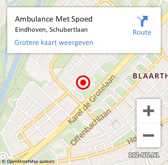 Locatie op kaart van de 112 melding: Ambulance Met Spoed Naar Eindhoven, Schubertlaan op 21 oktober 2017 19:05