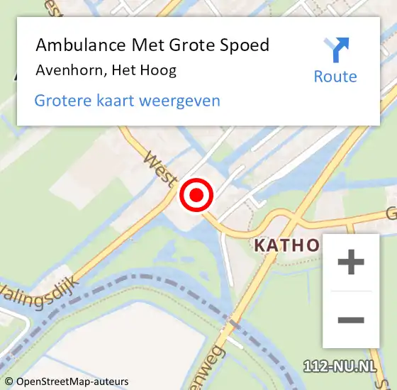 Locatie op kaart van de 112 melding: Ambulance Met Grote Spoed Naar Avenhorn, Het Hoog op 21 oktober 2017 19:26