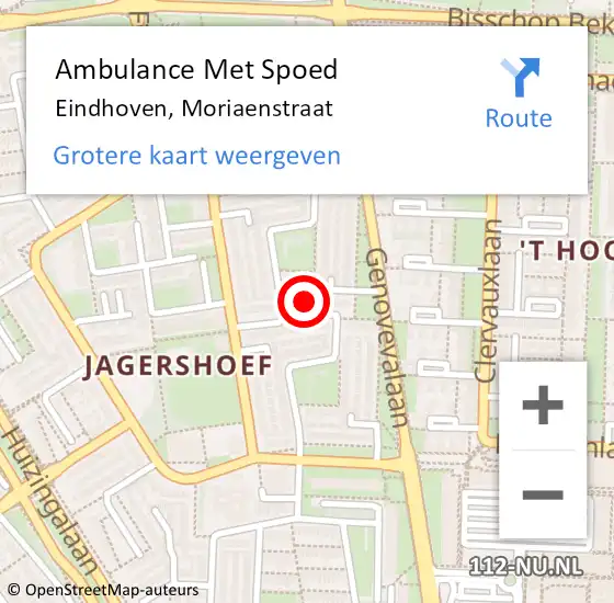 Locatie op kaart van de 112 melding: Ambulance Met Spoed Naar Eindhoven, Moriaenstraat op 21 oktober 2017 19:26