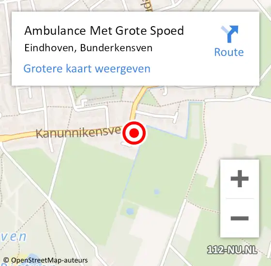 Locatie op kaart van de 112 melding: Ambulance Met Grote Spoed Naar Eindhoven, Bunderkensven op 21 oktober 2017 19:32