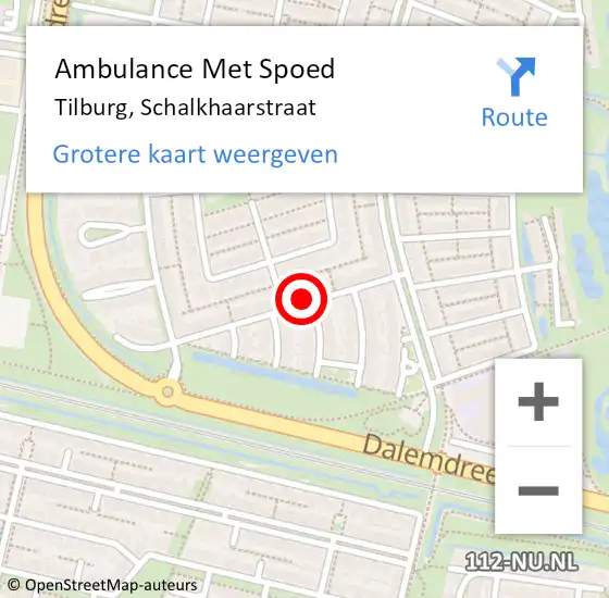 Locatie op kaart van de 112 melding: Ambulance Met Spoed Naar Tilburg, Schalkhaarstraat op 21 oktober 2017 19:34