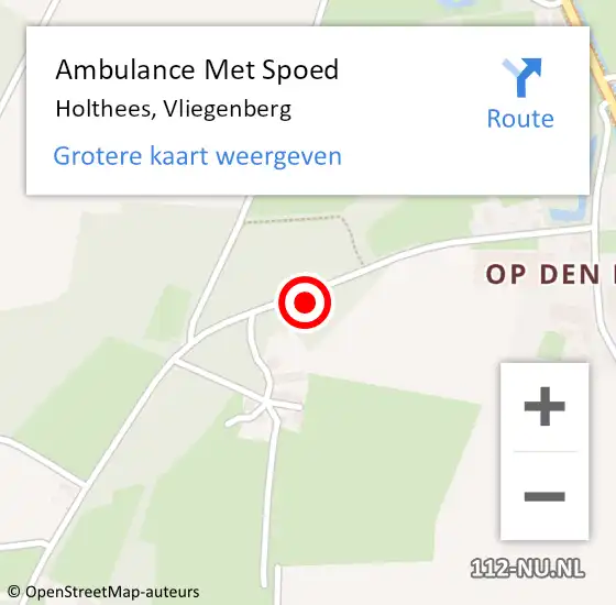 Locatie op kaart van de 112 melding: Ambulance Met Spoed Naar Holthees, Vliegenberg op 21 oktober 2017 19:37