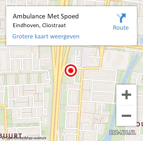 Locatie op kaart van de 112 melding: Ambulance Met Spoed Naar Eindhoven, Cliostraat op 21 oktober 2017 19:39