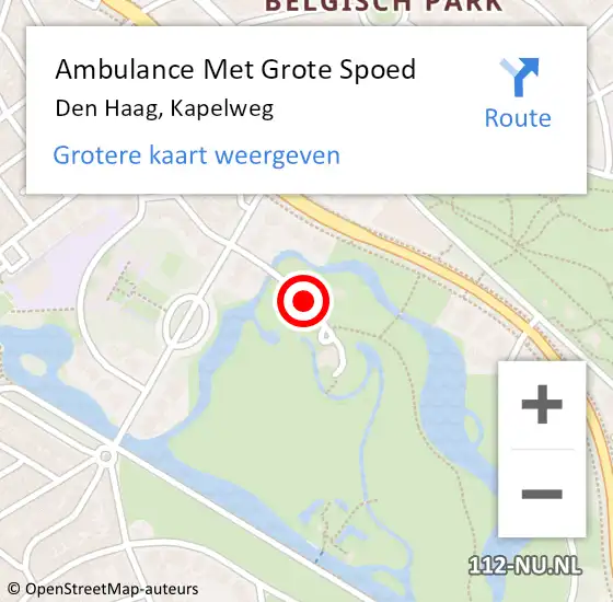 Locatie op kaart van de 112 melding: Ambulance Met Grote Spoed Naar Den Haag, Kapelweg op 21 oktober 2017 19:54