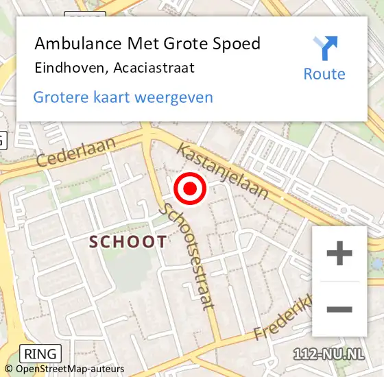Locatie op kaart van de 112 melding: Ambulance Met Grote Spoed Naar Eindhoven, Acaciastraat op 21 oktober 2017 20:08