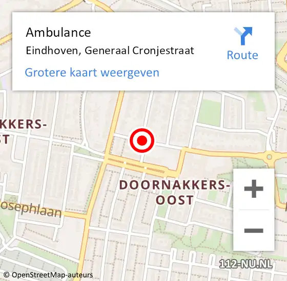 Locatie op kaart van de 112 melding: Ambulance Eindhoven, Generaal Cronjestraat op 21 oktober 2017 20:11