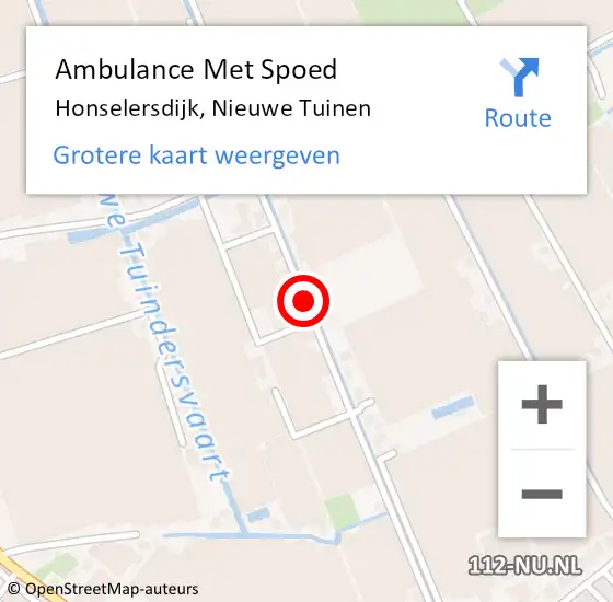 Locatie op kaart van de 112 melding: Ambulance Met Spoed Naar Honselersdijk, Nieuwe Tuinen op 21 oktober 2017 20:19