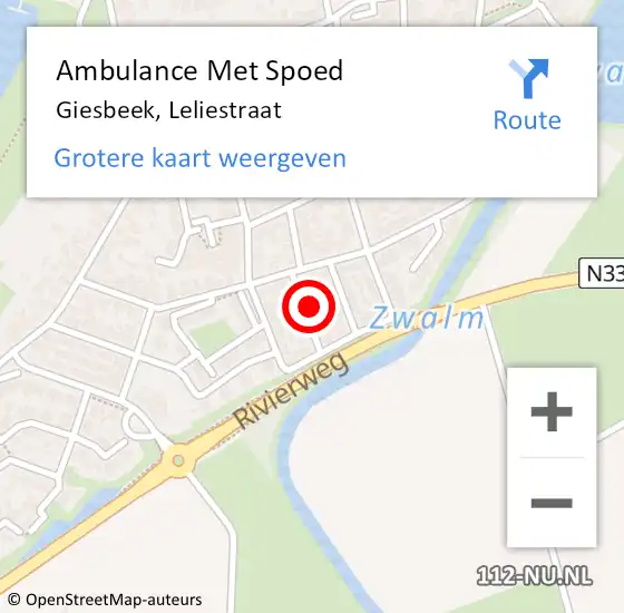 Locatie op kaart van de 112 melding: Ambulance Met Spoed Naar Giesbeek, Leliestraat op 21 oktober 2017 21:37