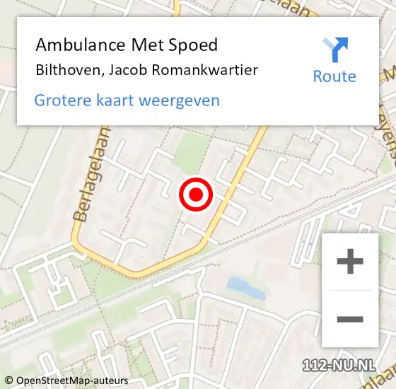 Locatie op kaart van de 112 melding: Ambulance Met Spoed Naar Bilthoven, Jacob Romankwartier op 21 oktober 2017 21:39