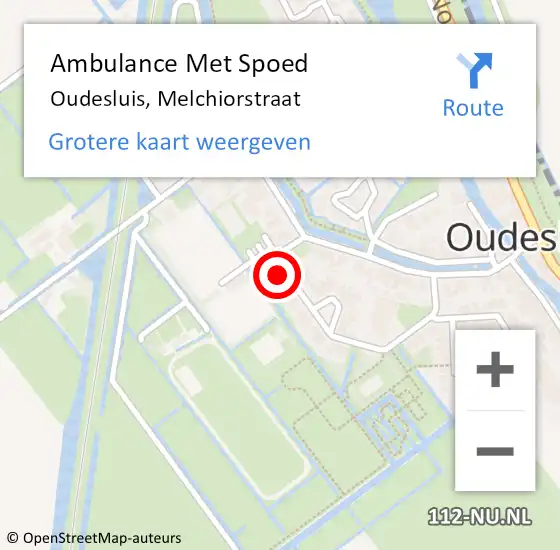 Locatie op kaart van de 112 melding: Ambulance Met Spoed Naar Oudesluis, Melchiorstraat op 21 oktober 2017 21:50