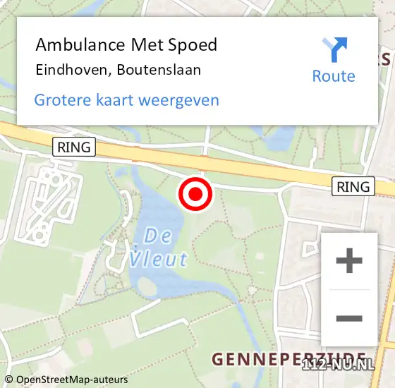 Locatie op kaart van de 112 melding: Ambulance Met Spoed Naar Eindhoven, Boutenslaan op 21 oktober 2017 22:09