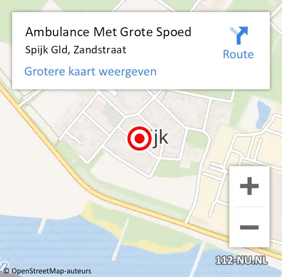 Locatie op kaart van de 112 melding: Ambulance Met Grote Spoed Naar Spijk Gld, Zandstraat op 21 oktober 2017 23:37