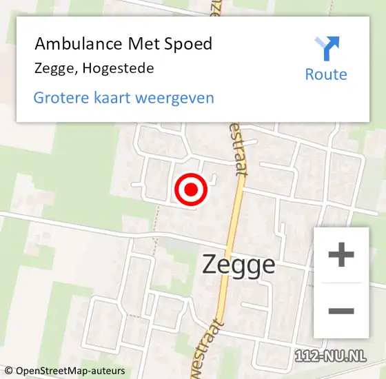 Locatie op kaart van de 112 melding: Ambulance Met Spoed Naar Zegge, Hogestede op 21 oktober 2017 23:49