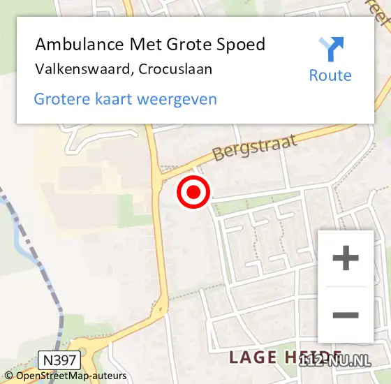 Locatie op kaart van de 112 melding: Ambulance Met Grote Spoed Naar Valkenswaard, Crocuslaan op 22 oktober 2017 00:01