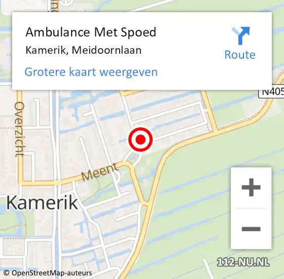 Locatie op kaart van de 112 melding: Ambulance Met Spoed Naar Kamerik, Meidoornlaan op 22 oktober 2017 00:41