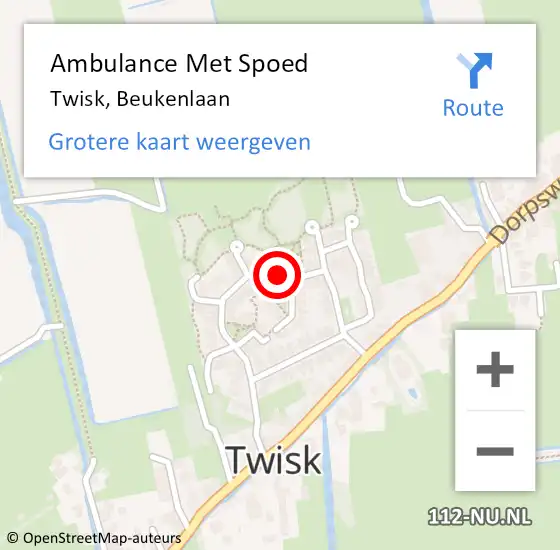 Locatie op kaart van de 112 melding: Ambulance Met Spoed Naar Twisk, Beukenlaan op 22 oktober 2017 00:59