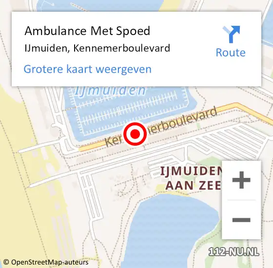 Locatie op kaart van de 112 melding: Ambulance Met Spoed Naar IJmuiden, Kennemerboulevard op 22 oktober 2017 01:31