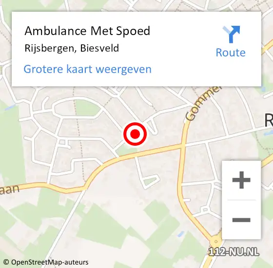 Locatie op kaart van de 112 melding: Ambulance Met Spoed Naar Rijsbergen, Biesveld op 22 oktober 2017 01:48