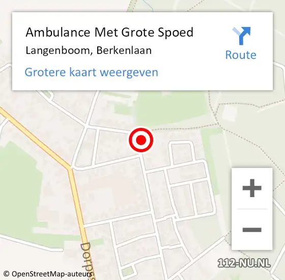 Locatie op kaart van de 112 melding: Ambulance Met Grote Spoed Naar Langenboom, Berkenlaan op 22 oktober 2017 01:50