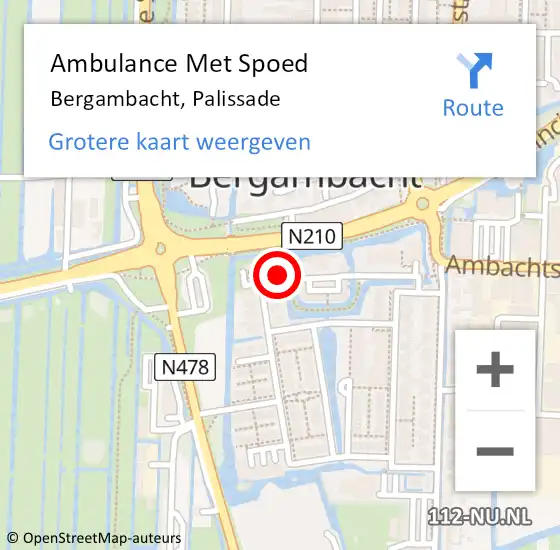 Locatie op kaart van de 112 melding: Ambulance Met Spoed Naar Bergambacht, Palissade op 22 oktober 2017 02:10