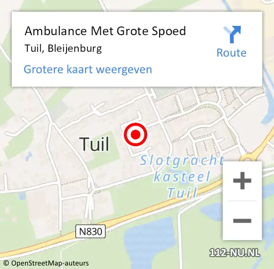 Locatie op kaart van de 112 melding: Ambulance Met Grote Spoed Naar Tuil, Bleijenburg op 22 oktober 2017 02:17