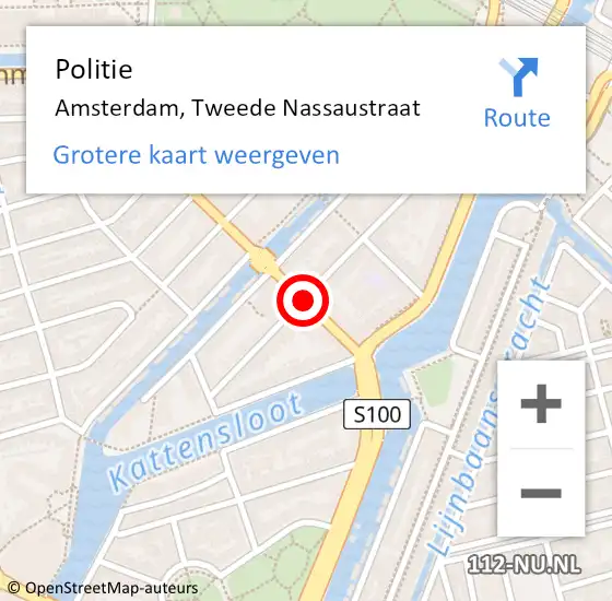 Locatie op kaart van de 112 melding: Politie Amsterdam, Tweede Nassaustraat op 22 oktober 2017 02:55