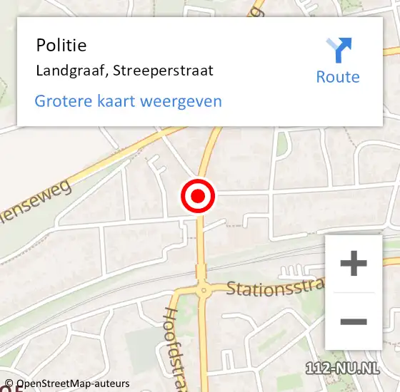 Locatie op kaart van de 112 melding: Politie Landgraaf, Streeperstraat op 22 oktober 2017 03:27