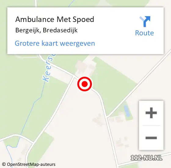 Locatie op kaart van de 112 melding: Ambulance Met Spoed Naar Bergeijk, Bredasedijk op 22 oktober 2017 04:16