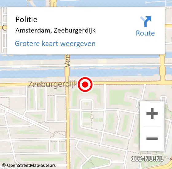 Locatie op kaart van de 112 melding: Politie Amsterdam, Zeeburgerdijk op 22 oktober 2017 04:21