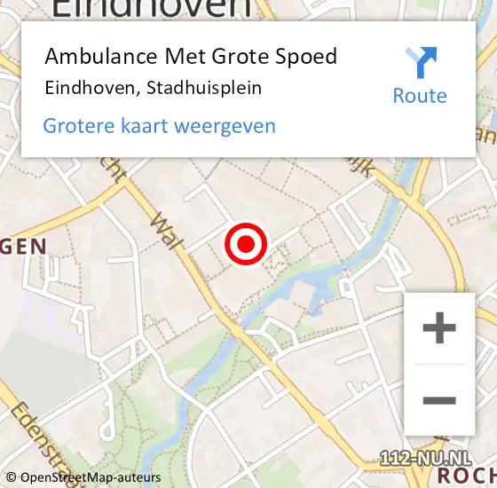 Locatie op kaart van de 112 melding: Ambulance Met Grote Spoed Naar Eindhoven, Stadhuisplein op 22 oktober 2017 04:35