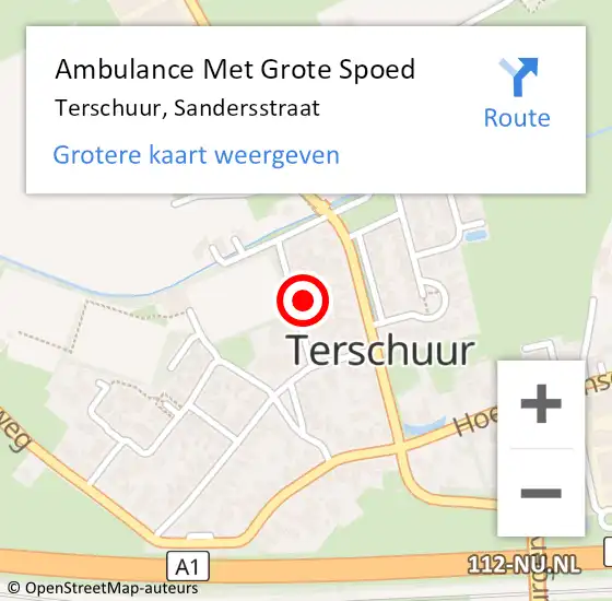 Locatie op kaart van de 112 melding: Ambulance Met Grote Spoed Naar Terschuur, Sandersstraat op 22 oktober 2017 05:22