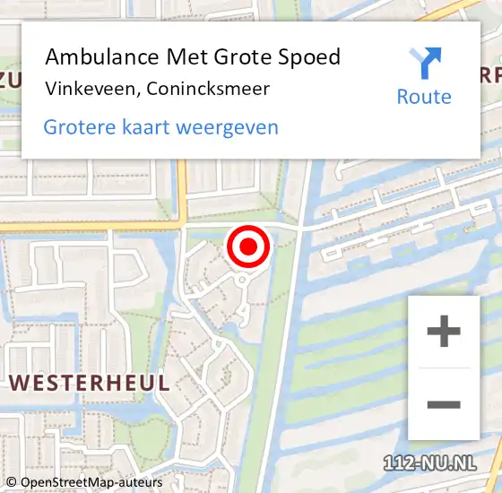 Locatie op kaart van de 112 melding: Ambulance Met Grote Spoed Naar Vinkeveen, Conincksmeer op 22 oktober 2017 05:52