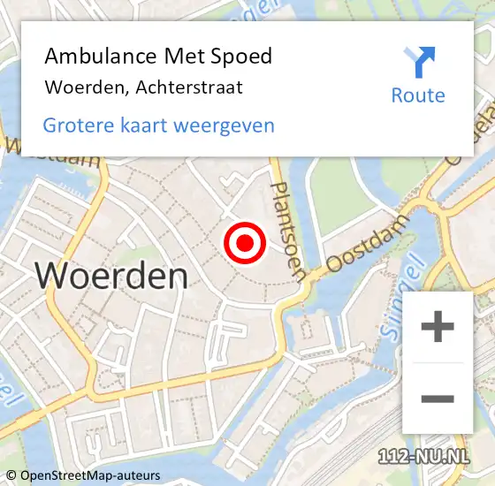 Locatie op kaart van de 112 melding: Ambulance Met Spoed Naar Woerden, Achterstraat op 22 oktober 2017 06:59