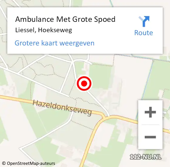 Locatie op kaart van de 112 melding: Ambulance Met Grote Spoed Naar Liessel, Hoekseweg op 22 oktober 2017 08:03