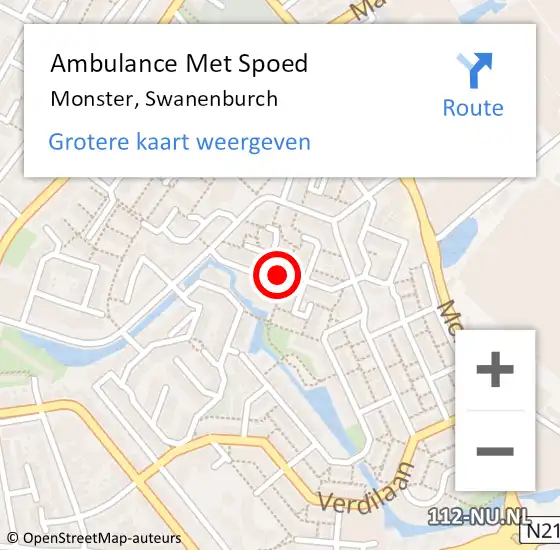 Locatie op kaart van de 112 melding: Ambulance Met Spoed Naar Monster, Swanenburch op 22 oktober 2017 08:06