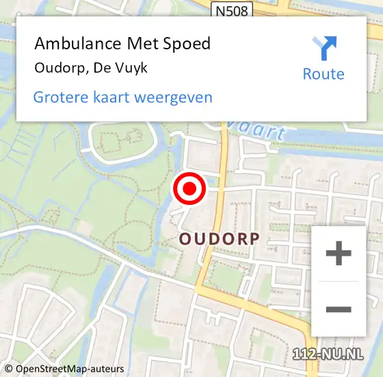 Locatie op kaart van de 112 melding: Ambulance Met Spoed Naar Oudorp, De Vuyk op 22 oktober 2017 09:17