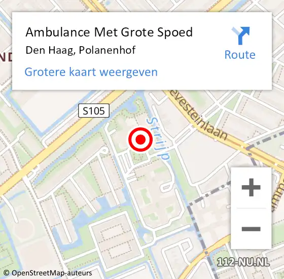 Locatie op kaart van de 112 melding: Ambulance Met Grote Spoed Naar Den Haag, Polanenhof op 22 oktober 2017 09:23