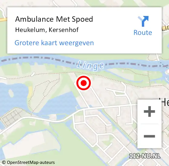 Locatie op kaart van de 112 melding: Ambulance Met Spoed Naar Heukelum, Kersenhof op 22 oktober 2017 09:36