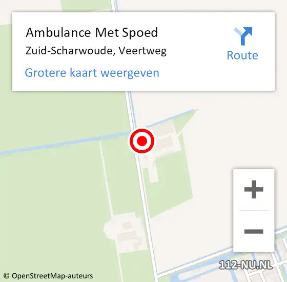 Locatie op kaart van de 112 melding: Ambulance Met Spoed Naar Zuid-Scharwoude, Veertweg op 22 oktober 2017 10:32