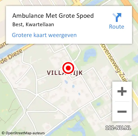 Locatie op kaart van de 112 melding: Ambulance Met Grote Spoed Naar Best, Kwartellaan op 22 oktober 2017 11:31