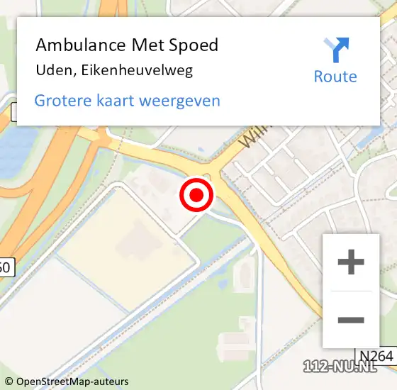 Locatie op kaart van de 112 melding: Ambulance Met Spoed Naar Uden, Eikenheuvelweg op 22 oktober 2017 11:32