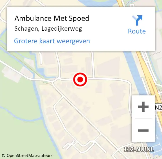 Locatie op kaart van de 112 melding: Ambulance Met Spoed Naar Schagen, Lagedijkerweg op 22 oktober 2017 11:33
