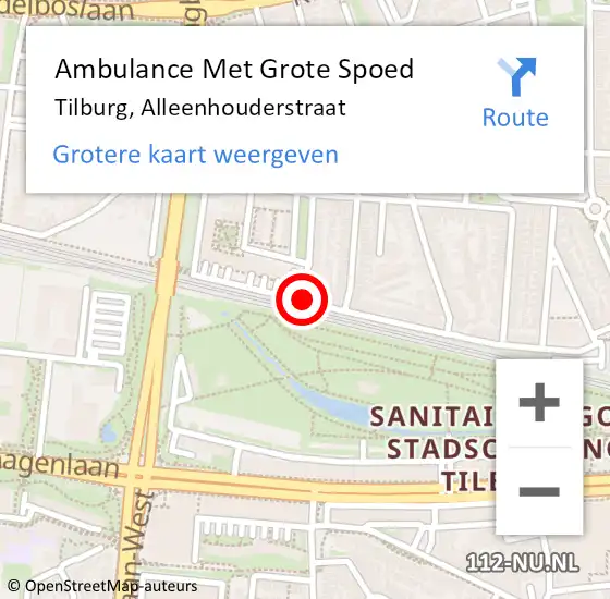 Locatie op kaart van de 112 melding: Ambulance Met Grote Spoed Naar Tilburg, Alleenhouderstraat op 22 oktober 2017 11:37