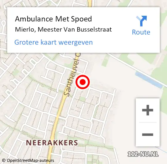 Locatie op kaart van de 112 melding: Ambulance Met Spoed Naar Mierlo, Meester Van Busselstraat op 22 oktober 2017 11:39