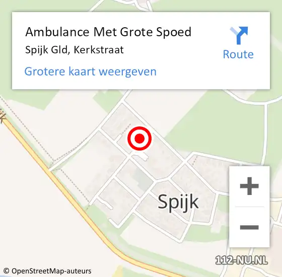 Locatie op kaart van de 112 melding: Ambulance Met Grote Spoed Naar Spijk Gld, Kerkstraat op 22 oktober 2017 11:44