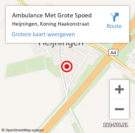 Locatie op kaart van de 112 melding: Ambulance Met Grote Spoed Naar Heijningen, Koning Haakonstraat op 22 oktober 2017 11:48